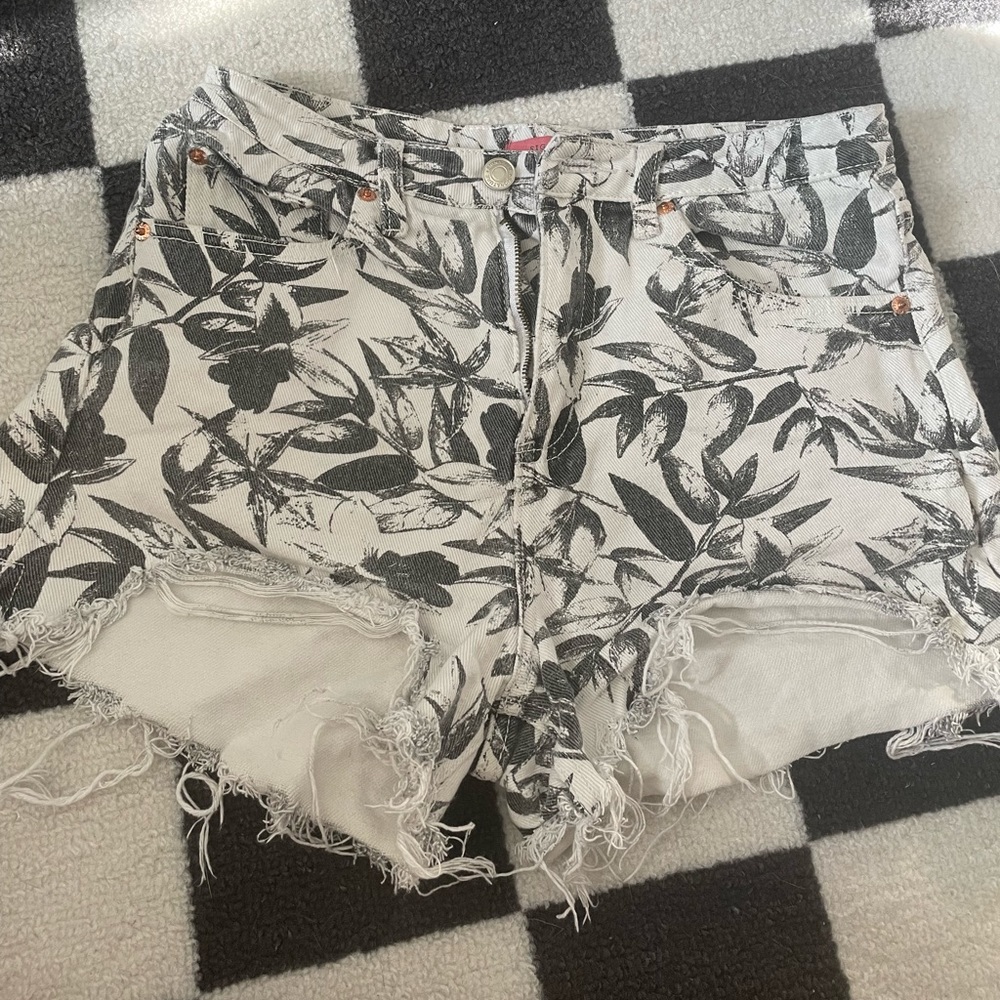 Patterned Denim Festival Shorts